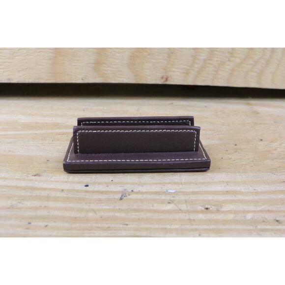 Vintage COACH Brown Leather Desk Business Card Holder Executive Accessory Office - Picture 1 of 4
